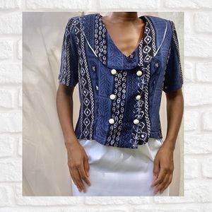 Blue patterned blouse